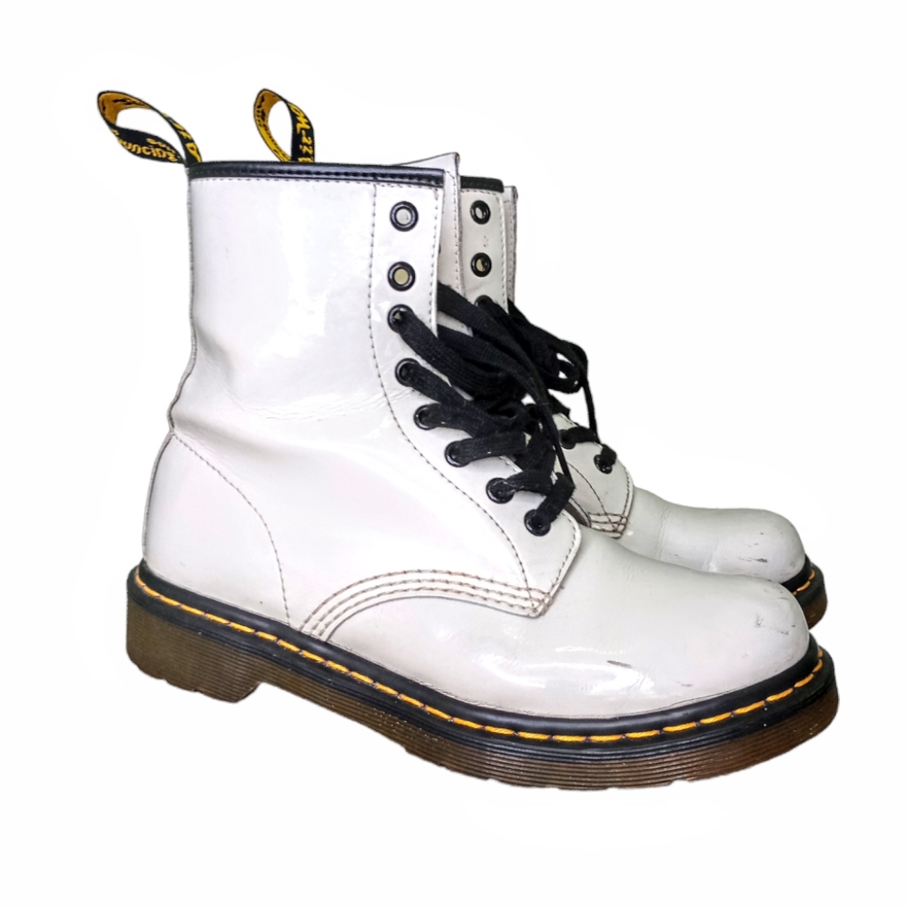 Dr. Martens The Original White Patent Leather Boots